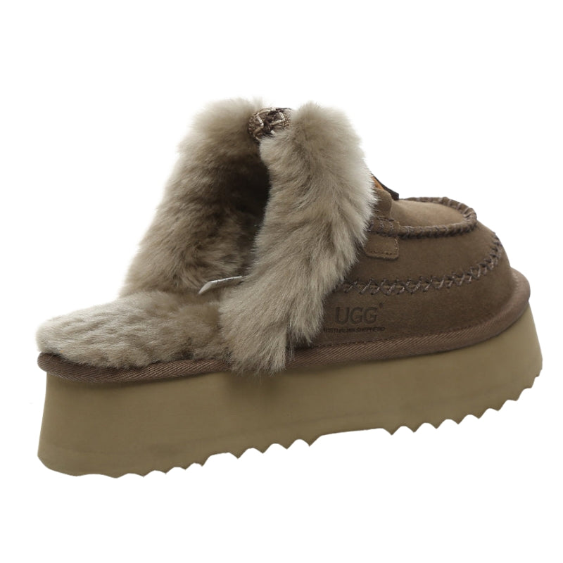 UGG Santana Stitch Platform Scuffs Slippers