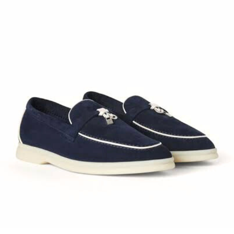 Loro piana Summer Charms Walk Loafer Suede Navy Blue