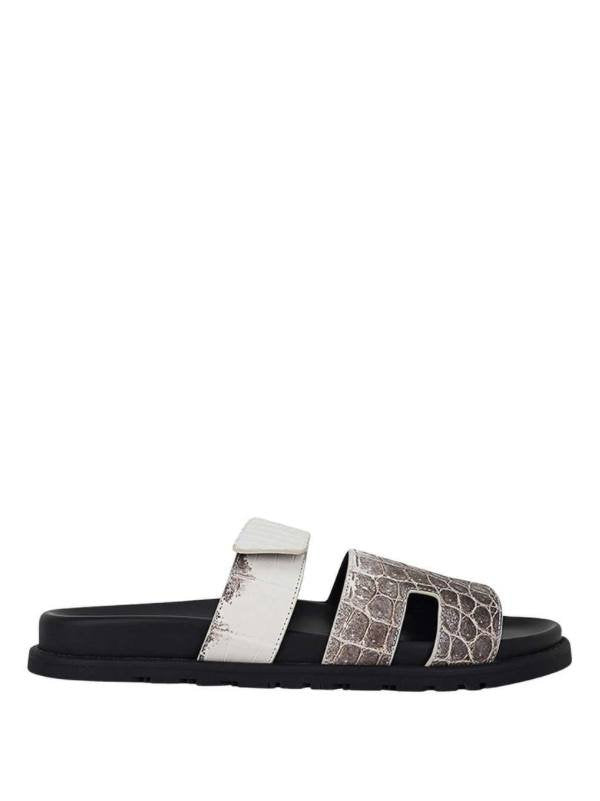 Hermes Himalaya Crocodile Chypre Slingback Flat Sandals