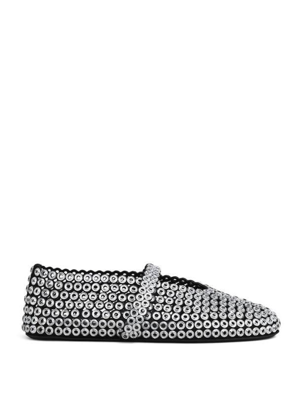 Alaïa Suede Glass-Embellished Ballet Flats